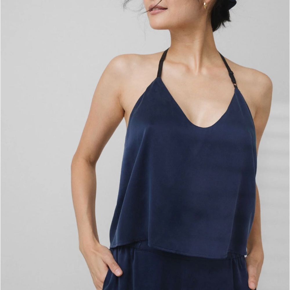 Lunya Washable Mulberry Silk Black Sleeveless Racerback Lounge Camisole medium